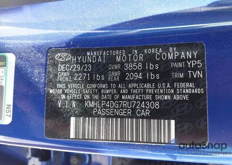 2024 Hyundai Elantra Limited z USA, uszkodzony, nr VIN KMHLP4DG7RU724308